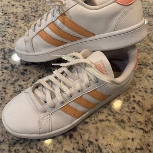 Adidas Women's White and Pink Sneakers